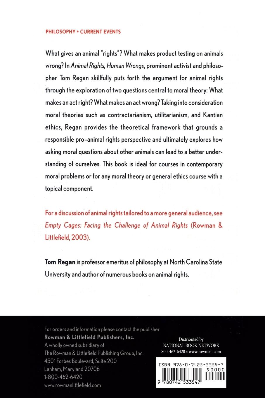 Rückseitencover Animal Rights, Human Wrongs