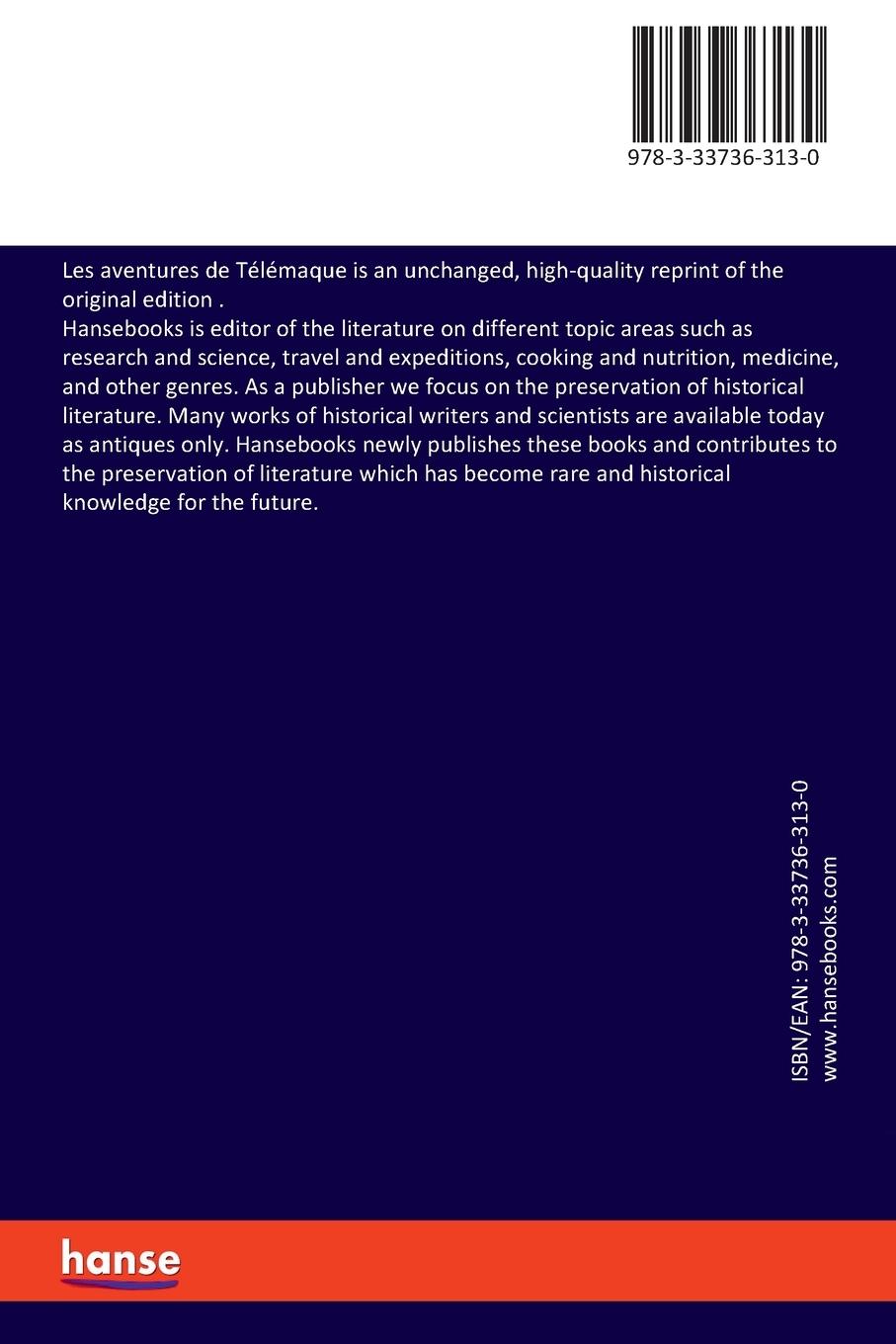 Rückseitencover Les aventures de Télémaque