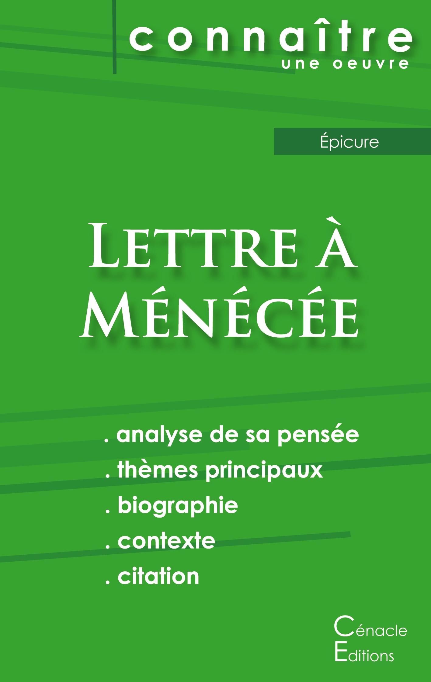 Vorderes Coverbild Fiche de lecture Lettre à Ménécée (Analyse philosophique de référence et résumé complet)