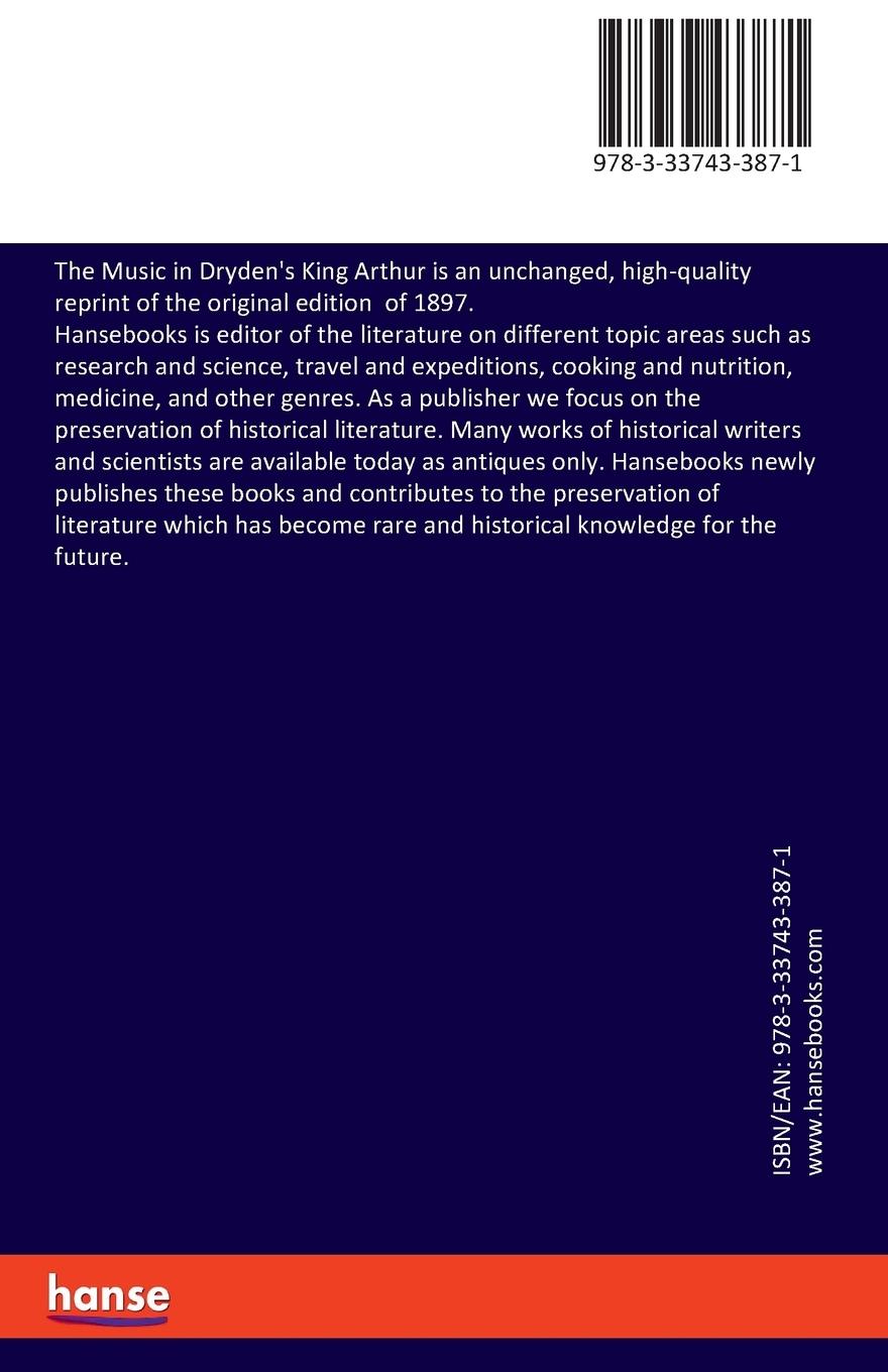 Rückseitencover The Music in Dryden's King Arthur