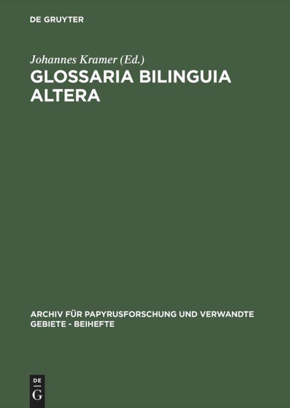 Vorderes Coverbild Glossaria bilinguia altera