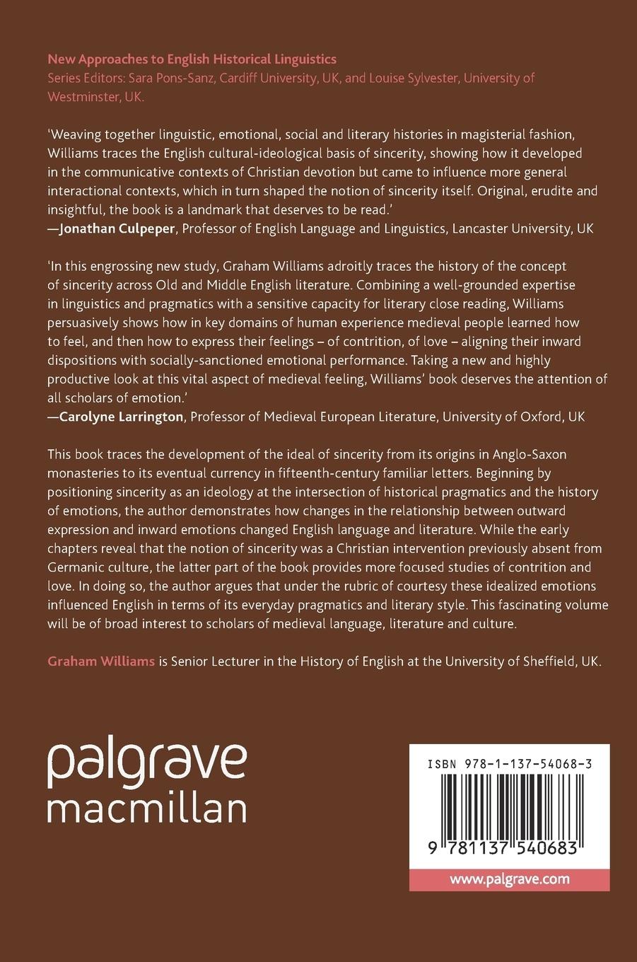 Rückseitencover Sincerity in Medieval English Language and Literature