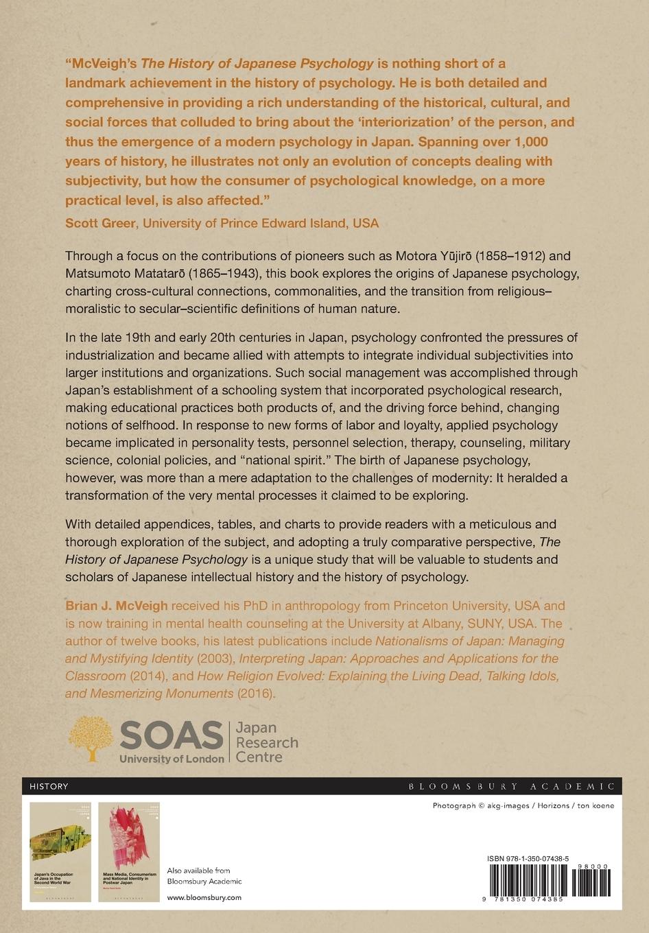 Rückseitencover The History of Japanese Psychology