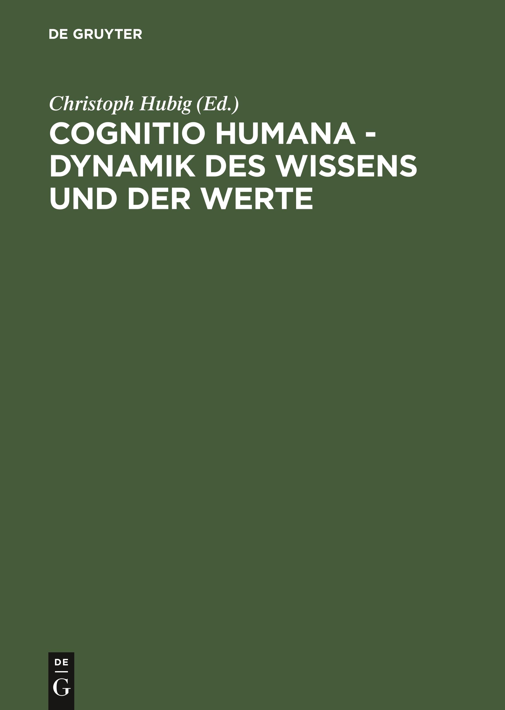 Vorderes Coverbild Cognitio humana - Dynamik des Wissens und der Werte