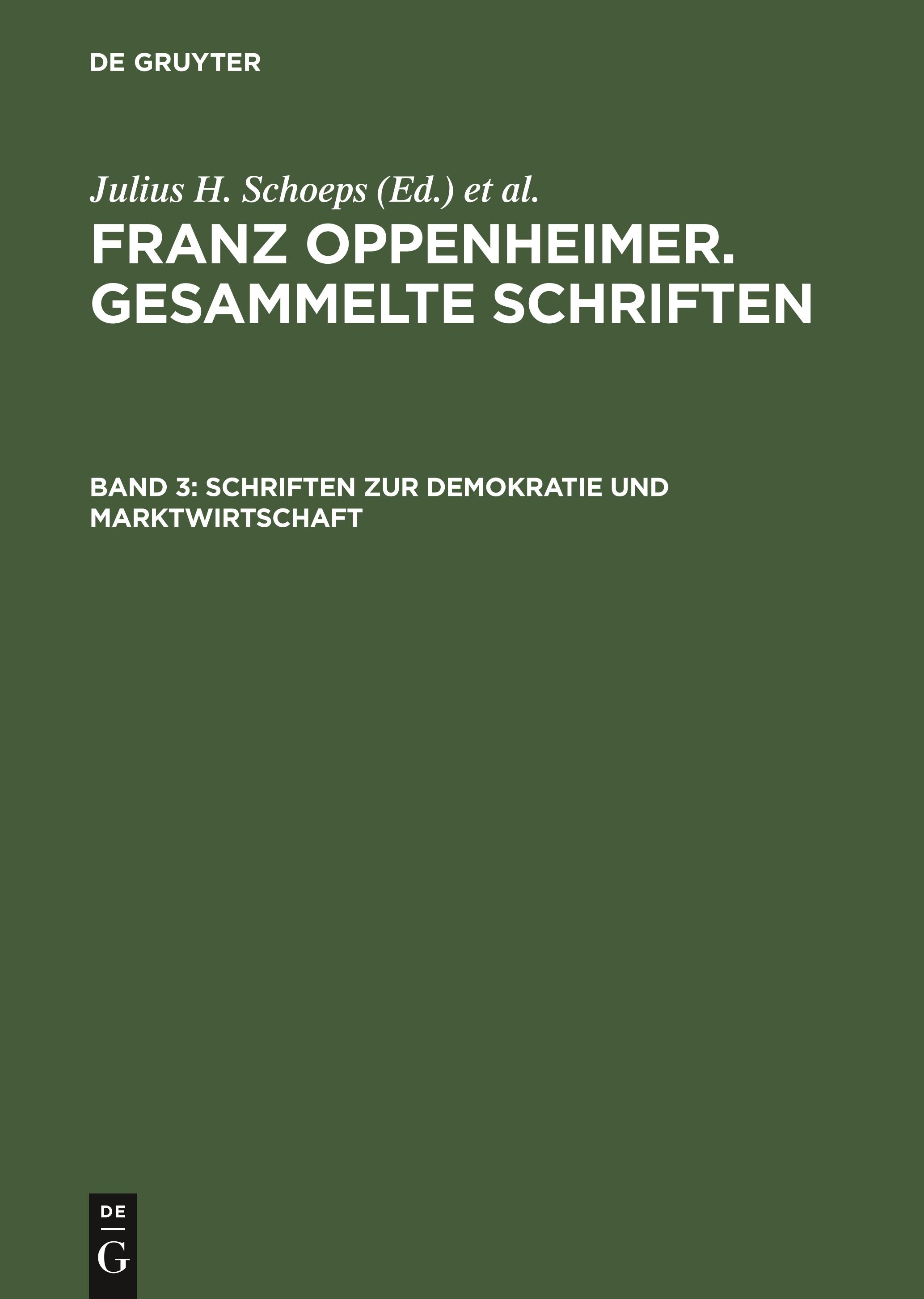 Vorderes Coverbild Schriften zur Demokratie und Marktwirtschaft