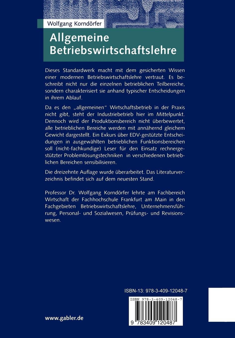 Rückseitencover Allgemeine Betriebswirtschaftslehre