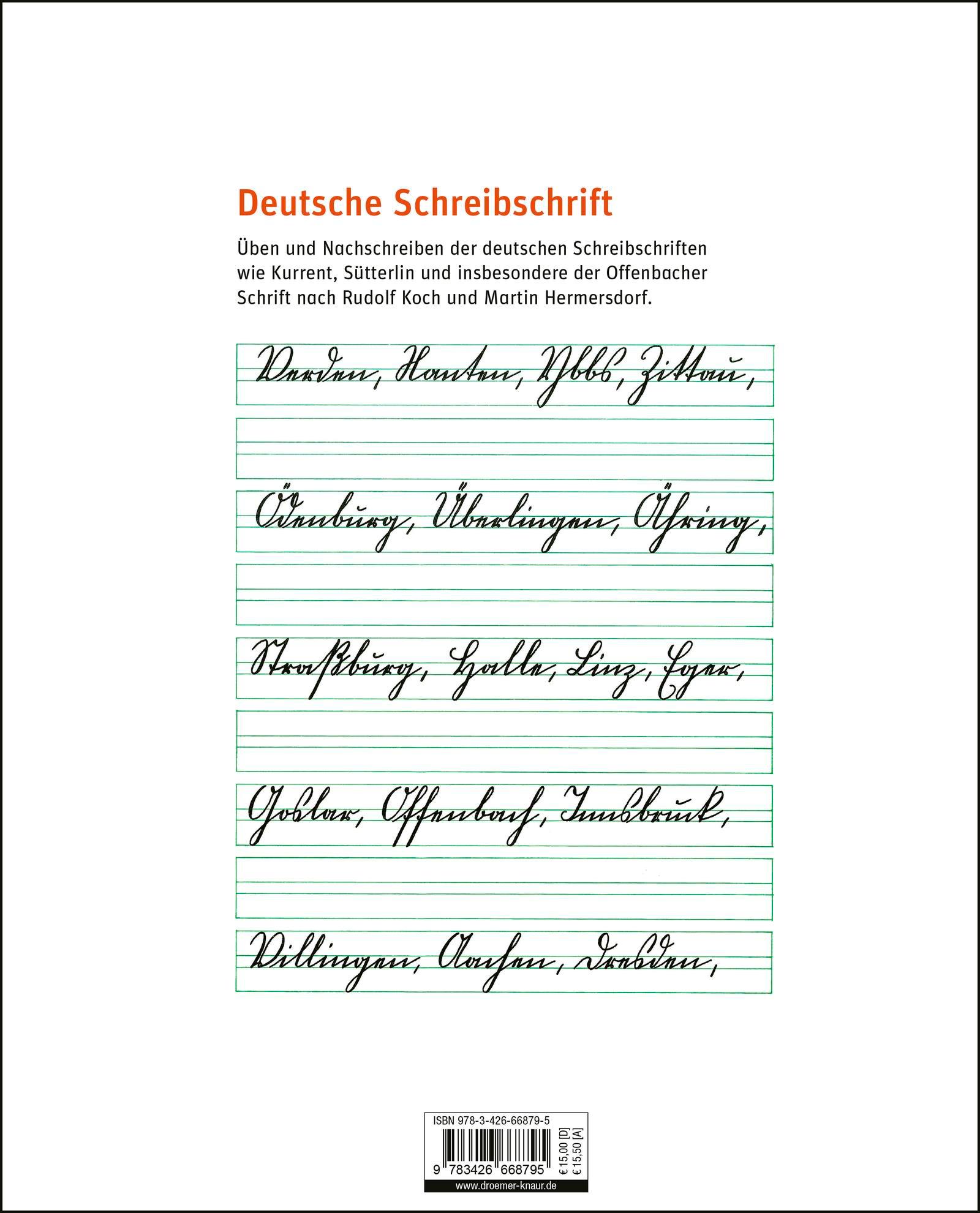 Rückseitencover Deutsche Schreibschrift. Übungsbuch