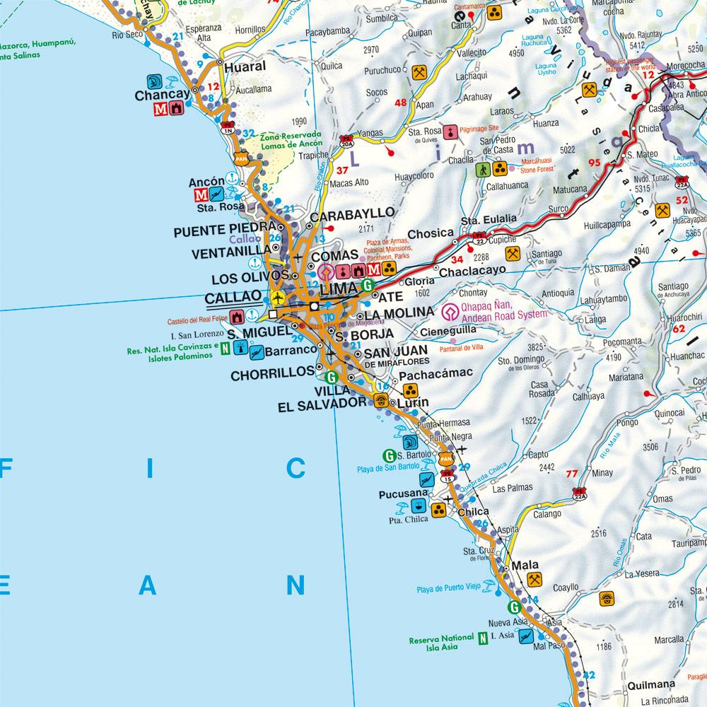 Beispielinhalt (Bild) Peru 1 : 1 000 000. Autokarte