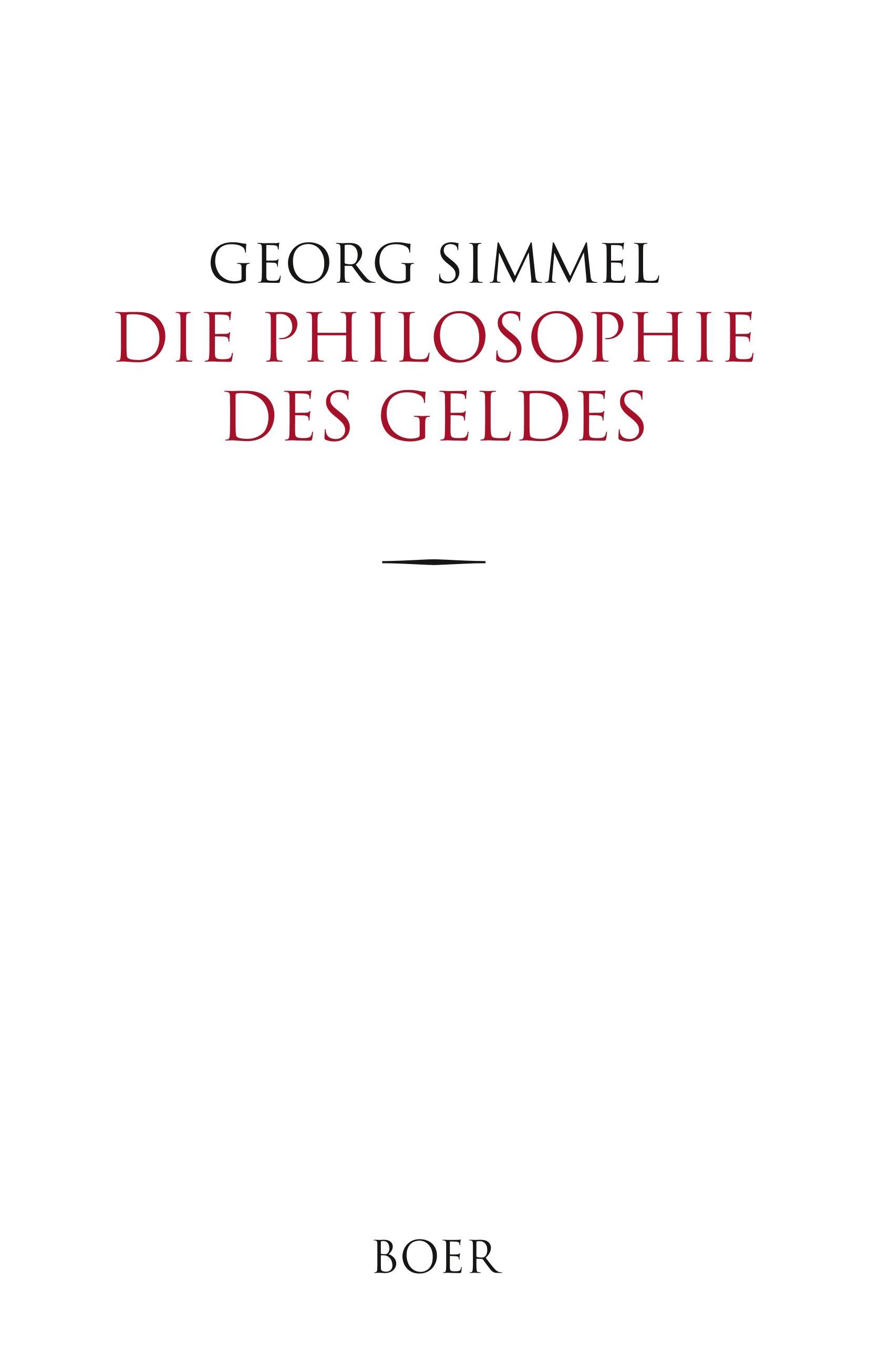 Vorderes Coverbild Die Philosophie des Geldes