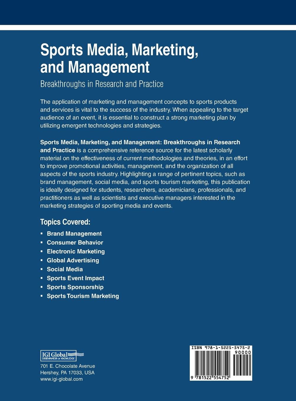 Rückseitencover Sports Media, Marketing, and Management