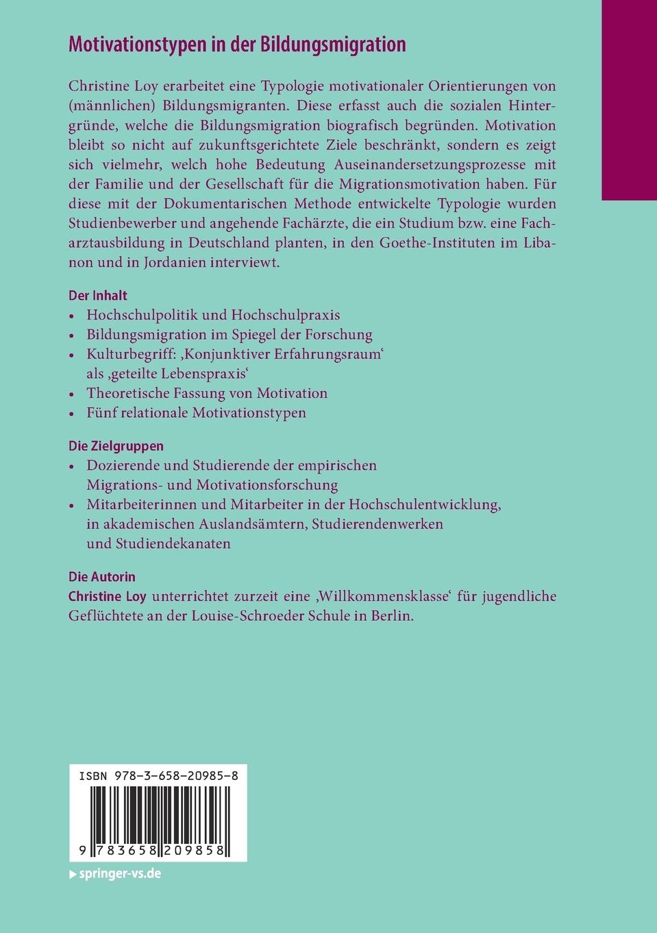 Rückseitencover Motivationstypen in der Bildungsmigration