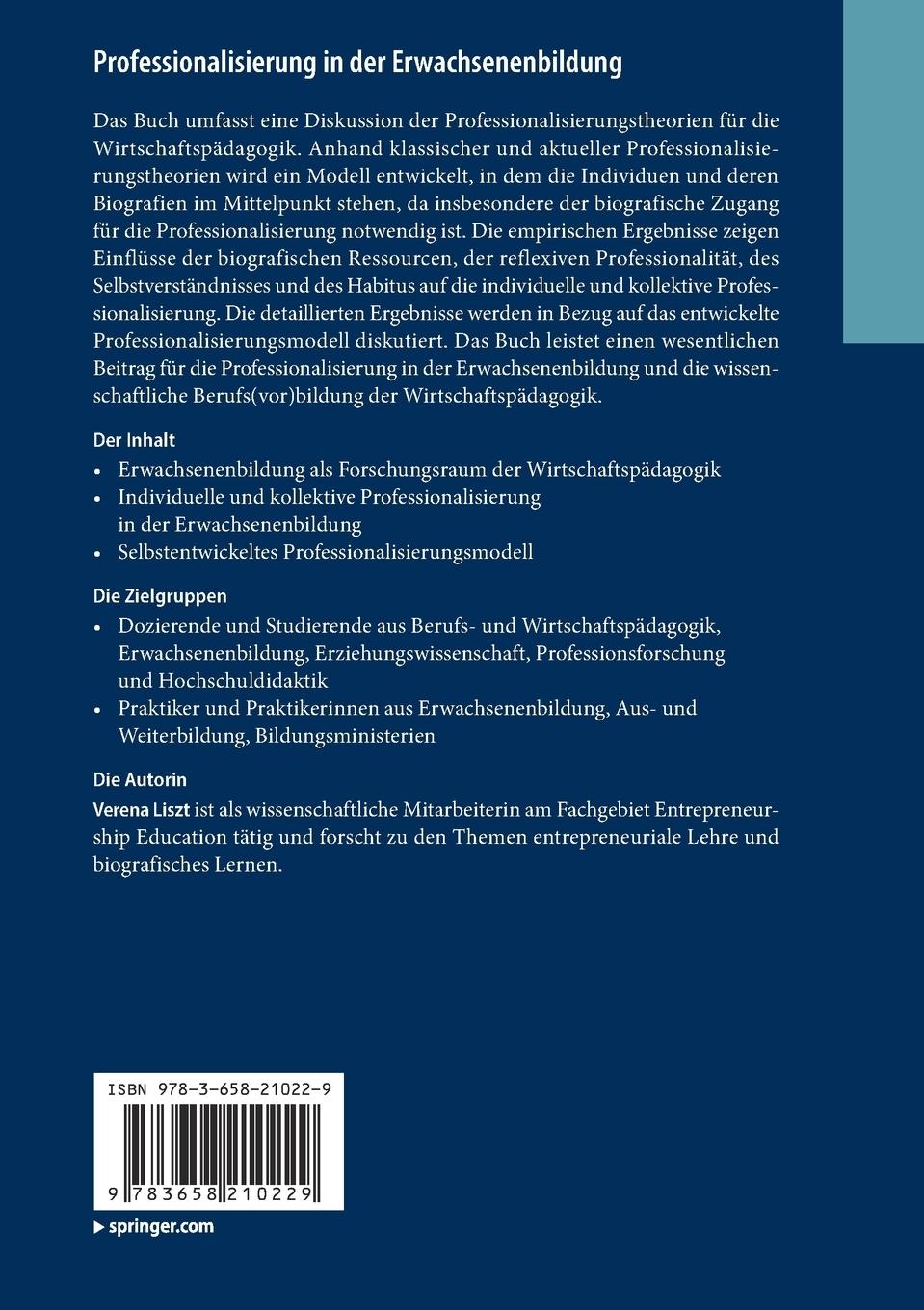 Rückseitencover Professionalisierung in der Erwachsenenbildung