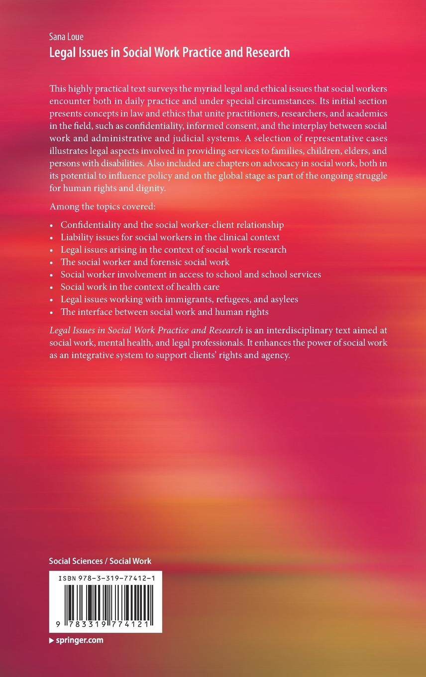 Rückseitencover Legal Issues in Social Work Practice and Research