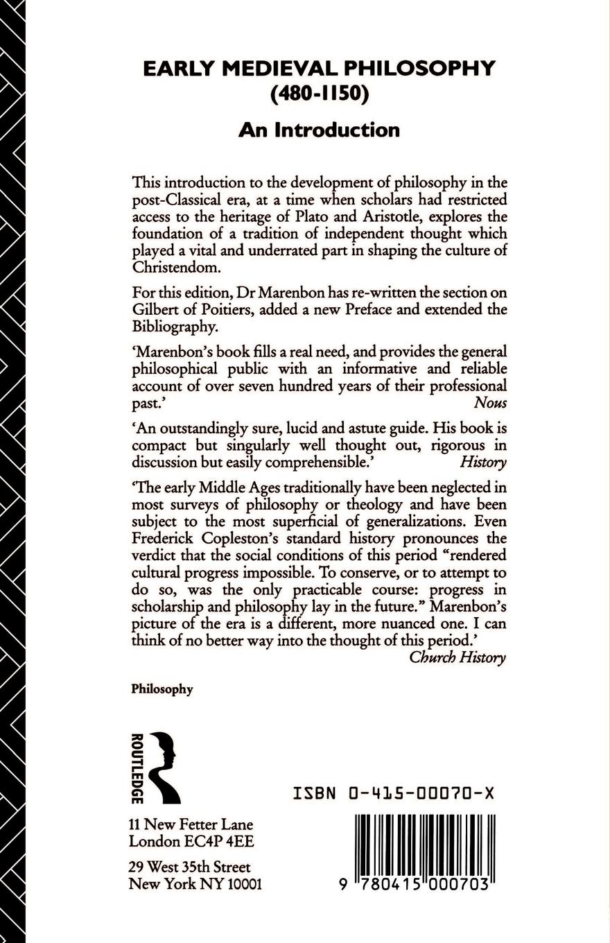 Rückseitencover Early Medieval Philosophy 480-1150