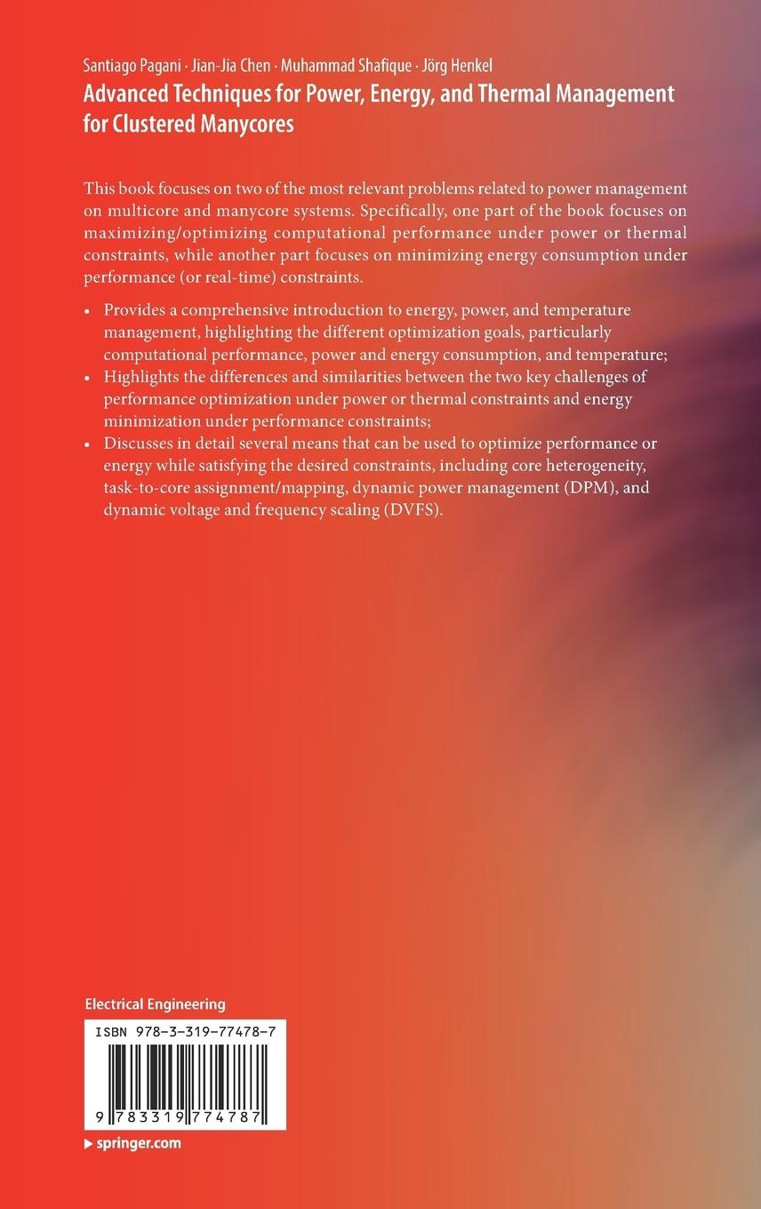 Rückseitencover Advanced Techniques for Power, Energy, and Thermal Management for Clustered Manycores
