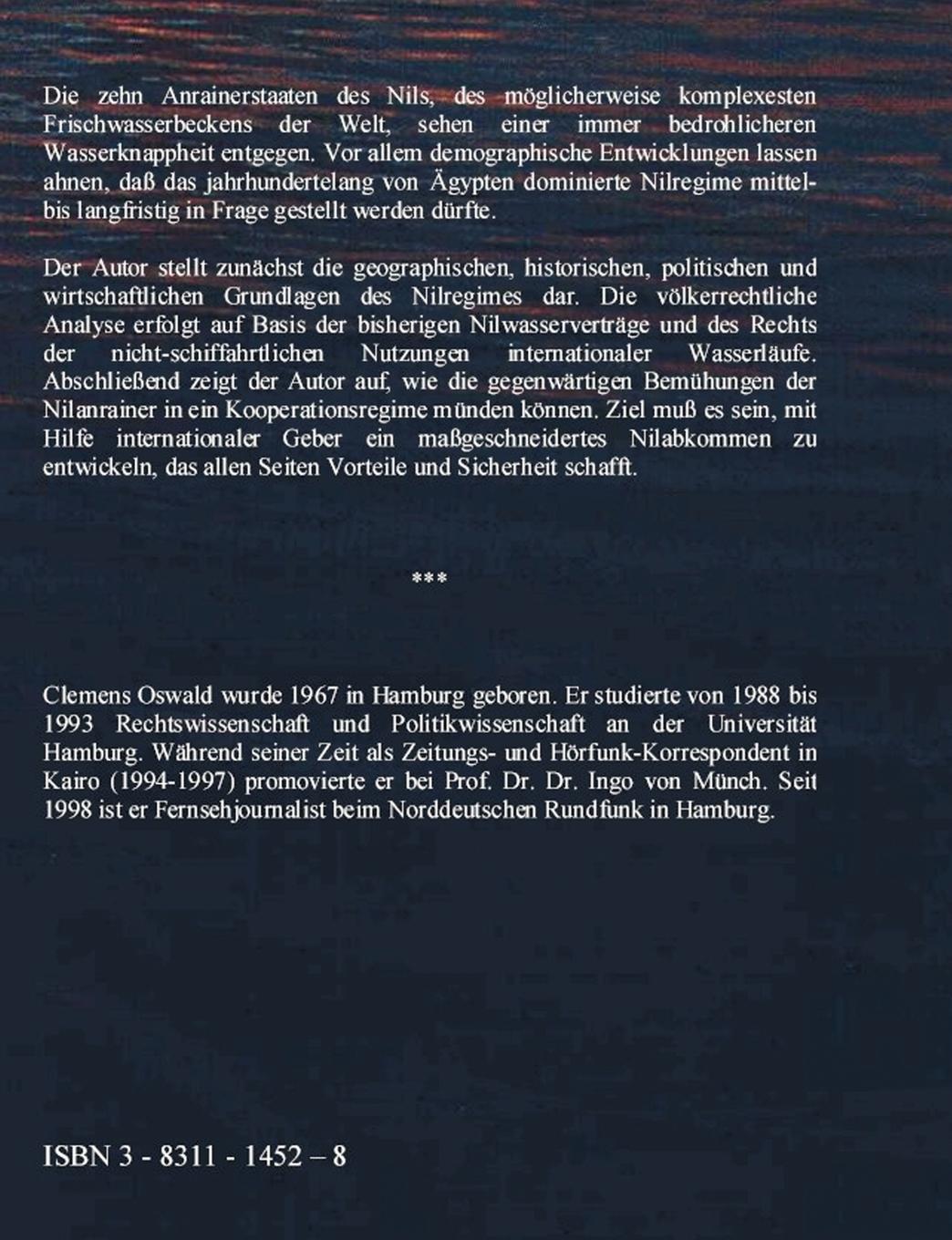 Rückseitencover Das Internationale Wasserrecht zwischen Konflikt und Kooperation: Die Entwicklung des Nilregimes