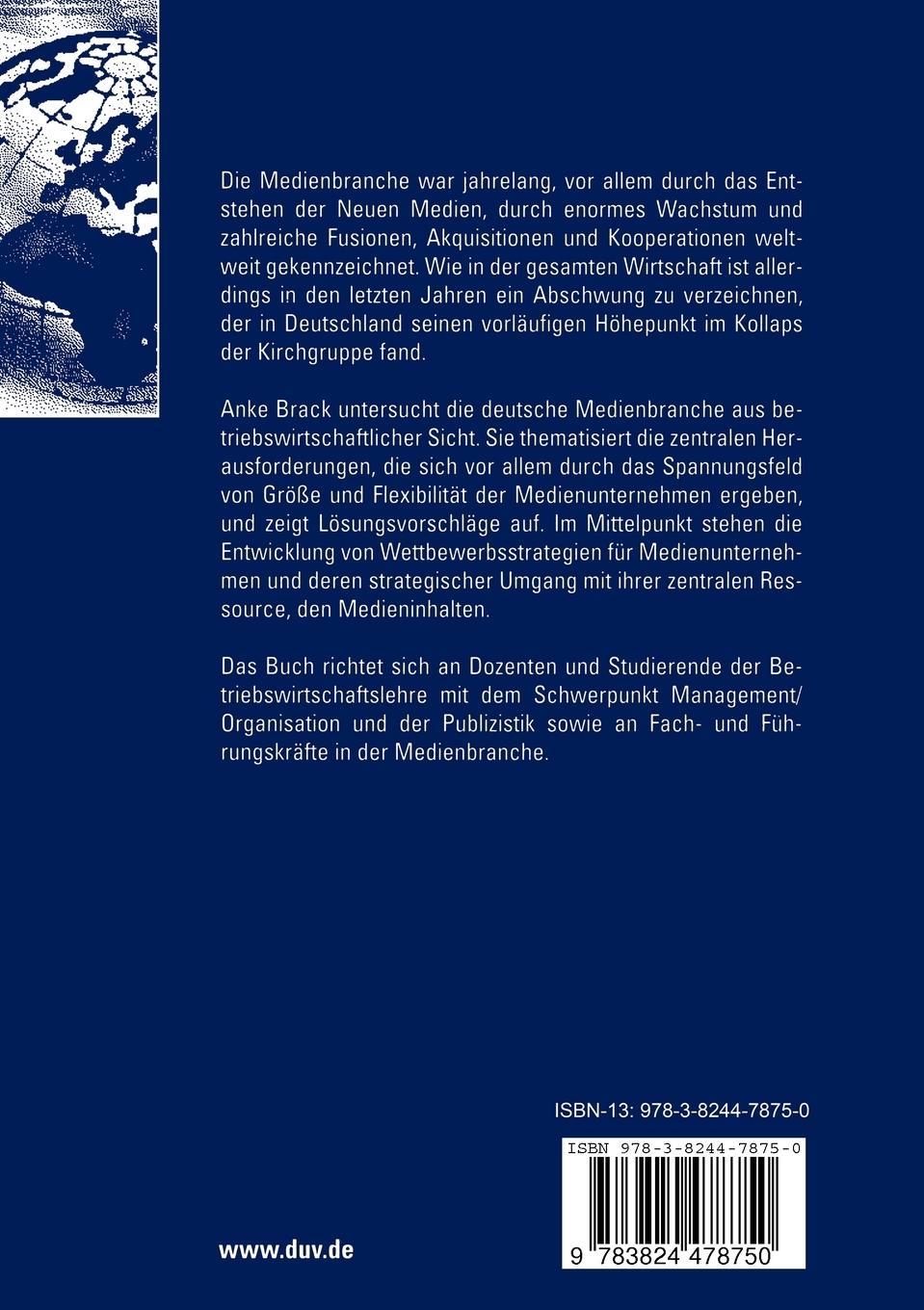 Rückseitencover Das strategische Management von Medieninhalten