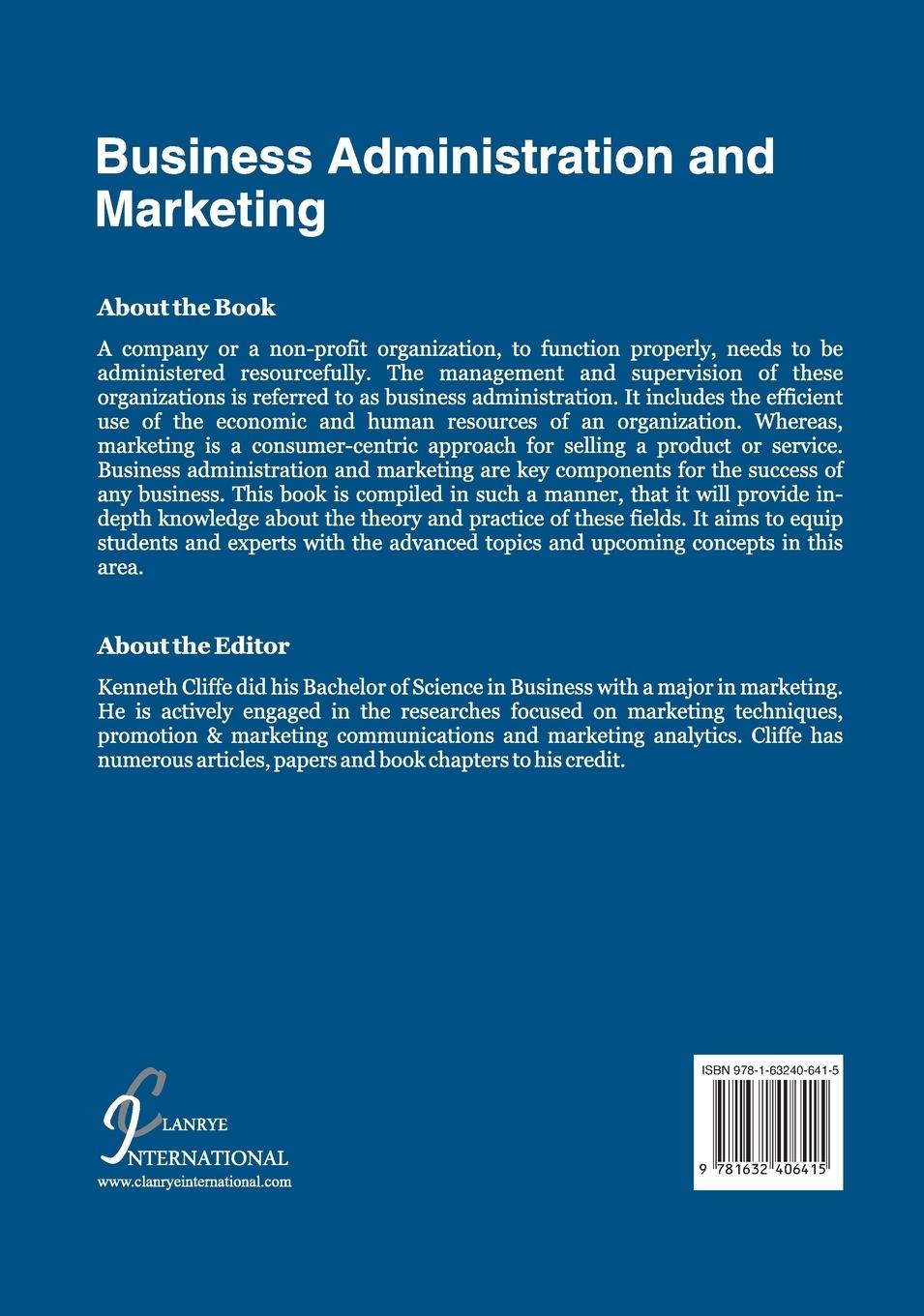 Rückseitencover Business Administration and Marketing