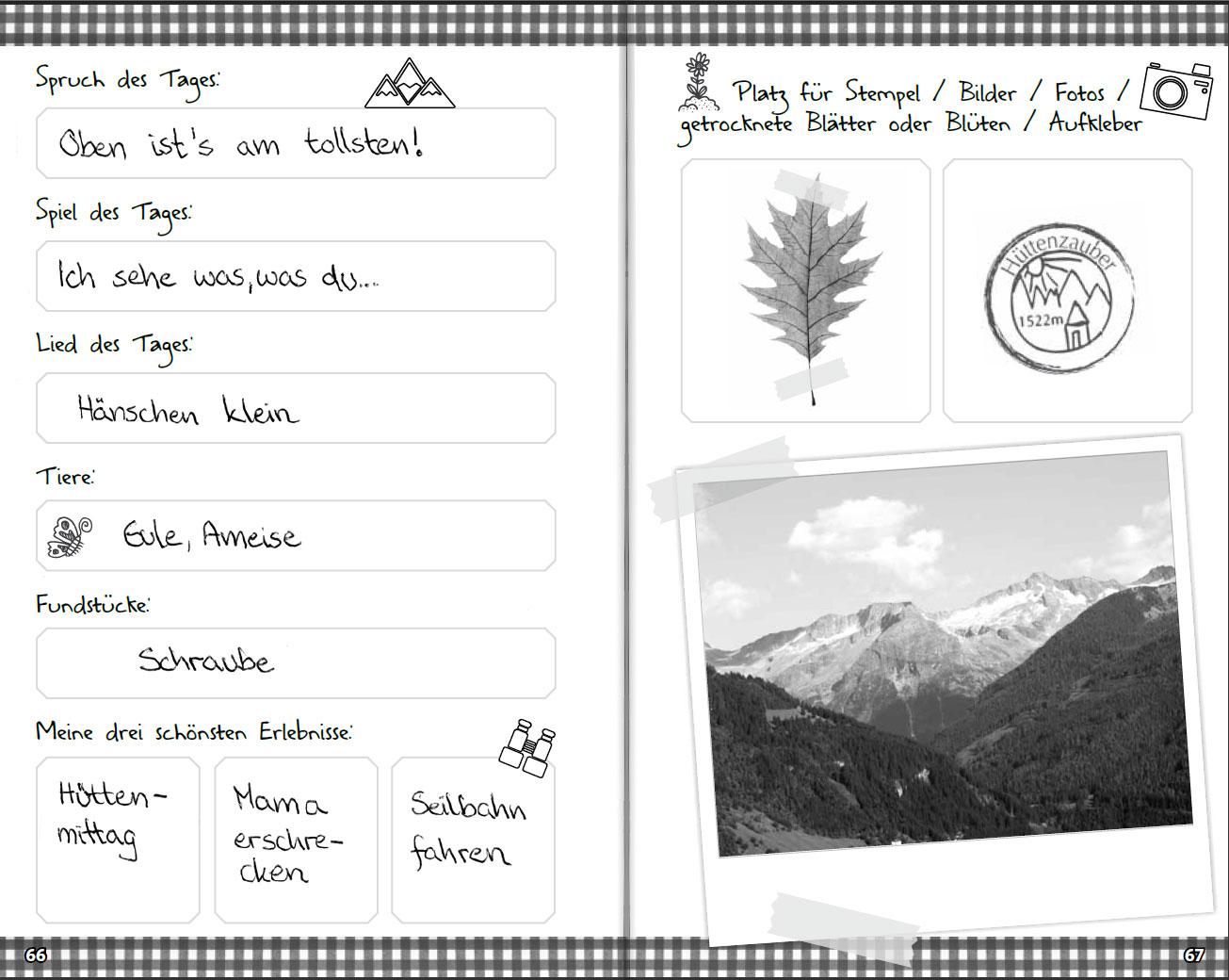 Beispielinhalt (Bild) Mein Alpentagebuch - Für alle Wander-Erlebnisse in den Bergen