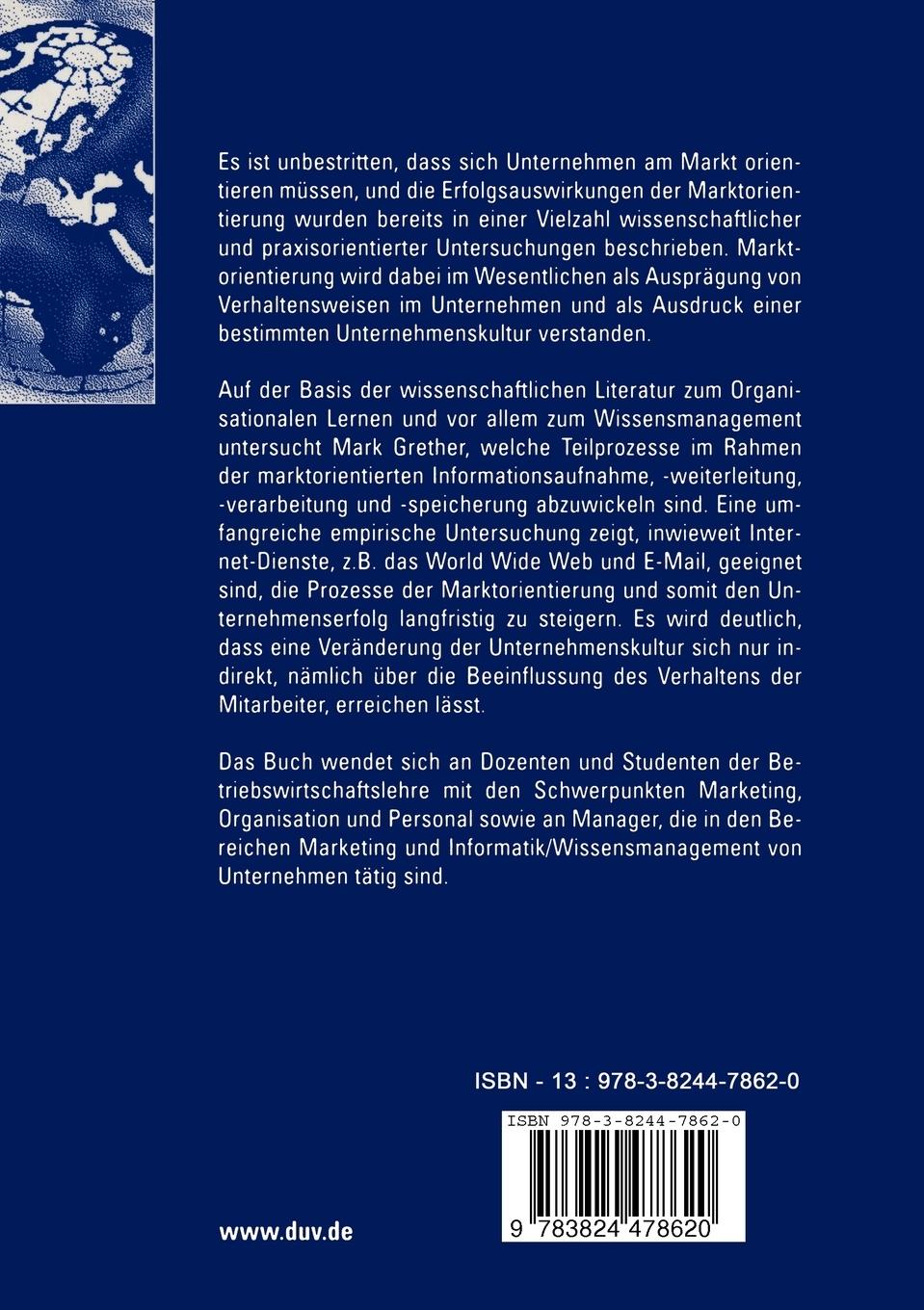 Rückseitencover Marktorientierung durch das Internet