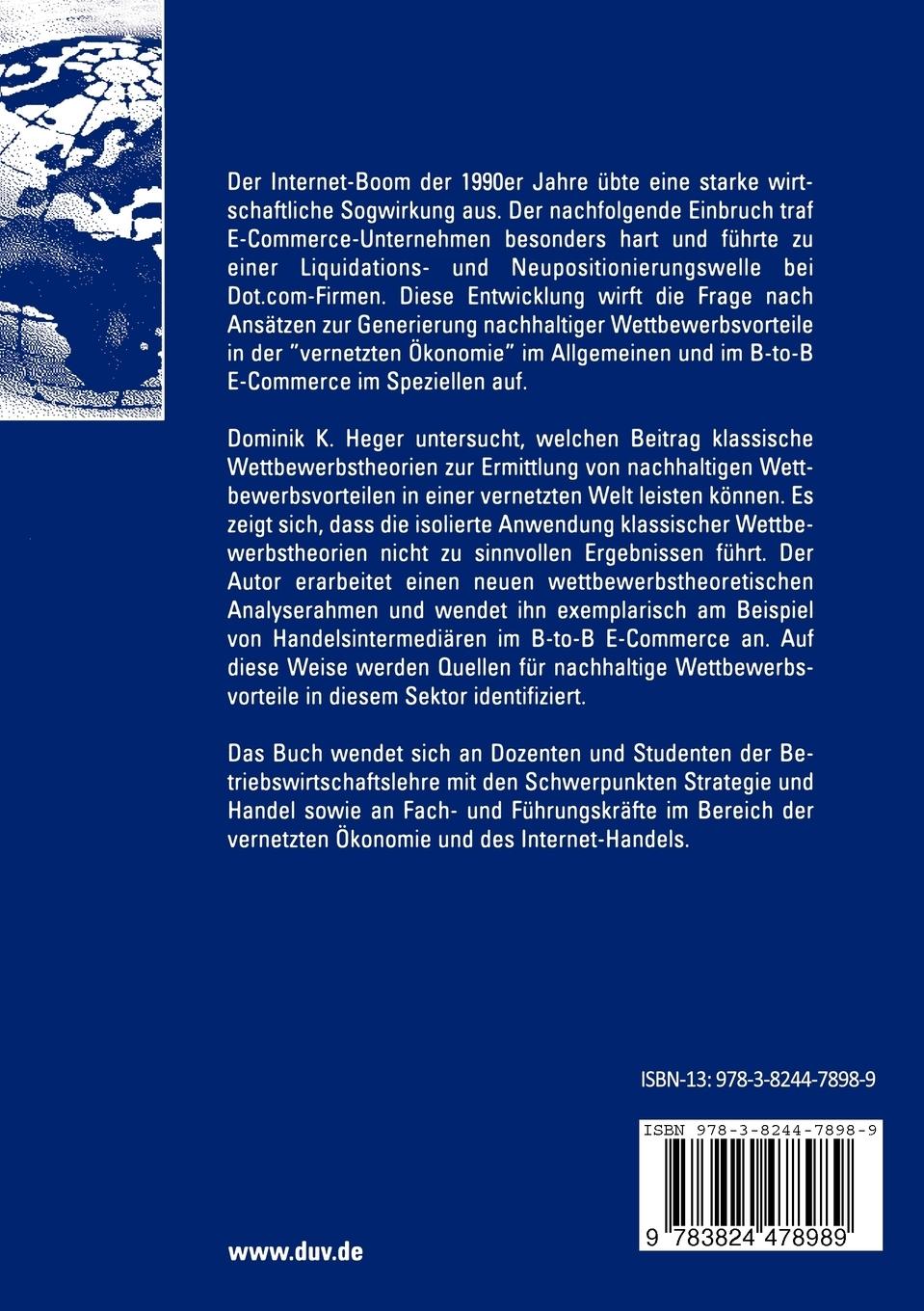 Rückseitencover Nachhaltige Wettbewerbsvorteile in der Net Economy