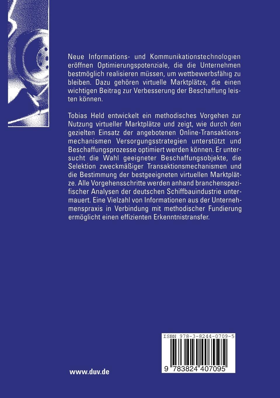 Rückseitencover Integration virtueller Marktplätze in die Beschaffung