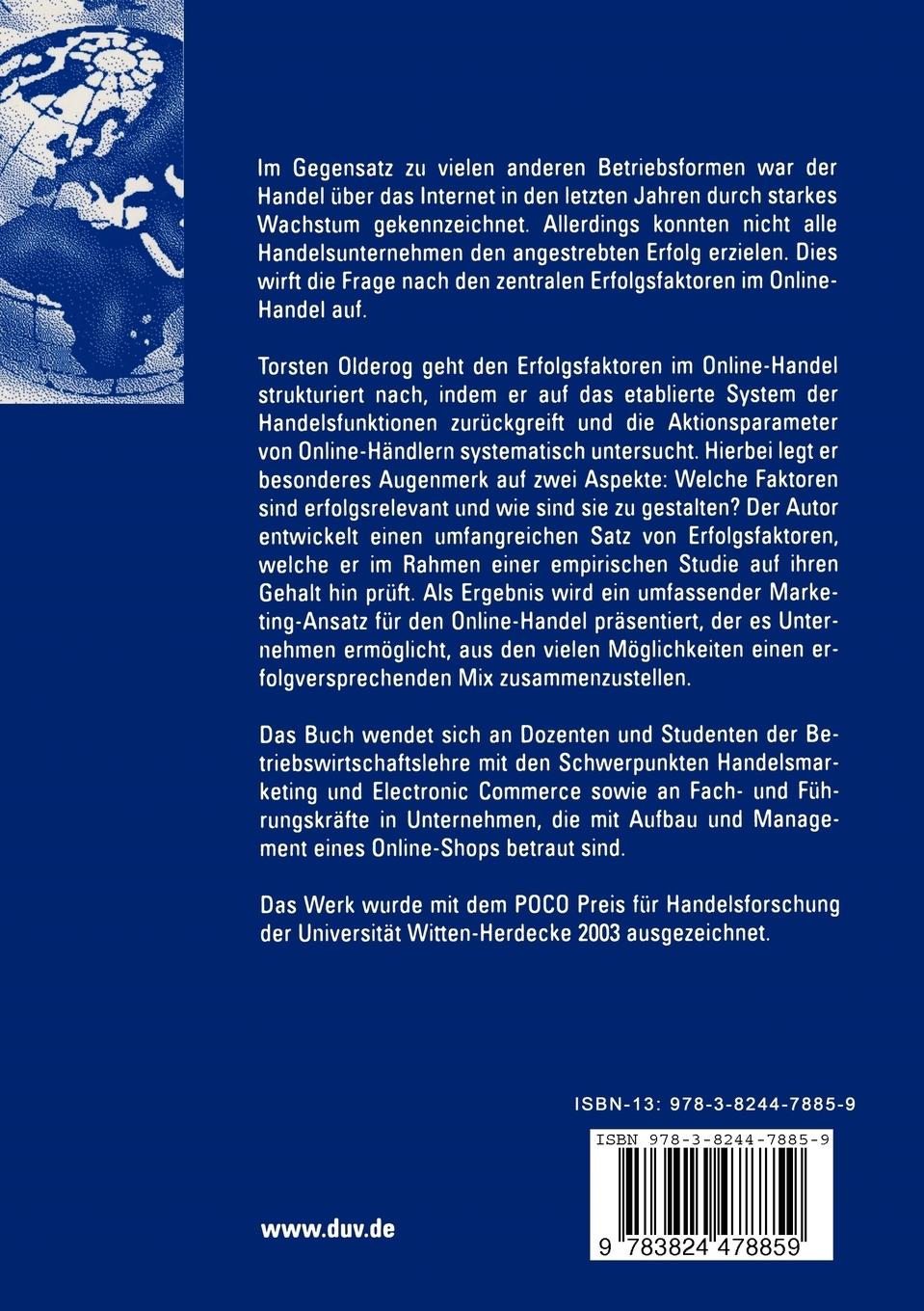 Rückseitencover Faktoren des Markterfolges im Online-Handel