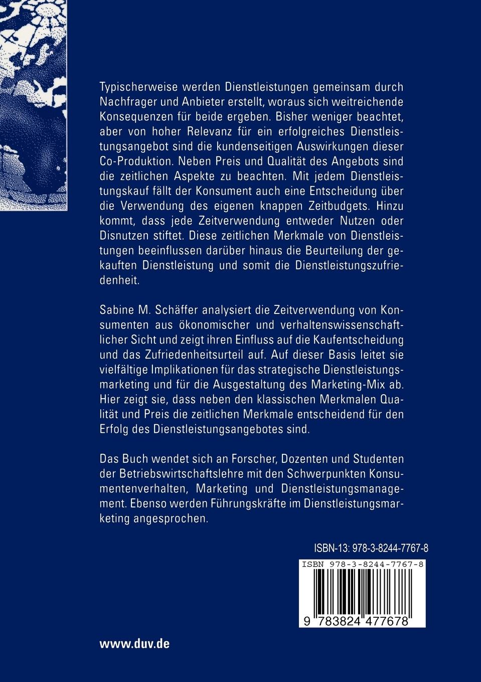 Rückseitencover Die Zeitverwendung von Konsumenten