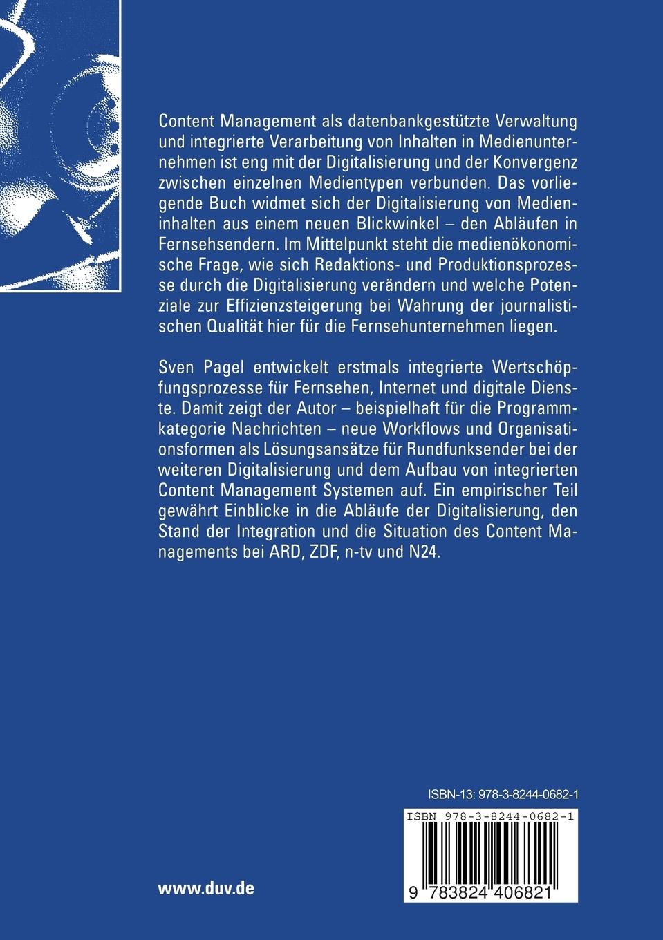 Rückseitencover Integriertes Content Management in Fernsehunternehmen