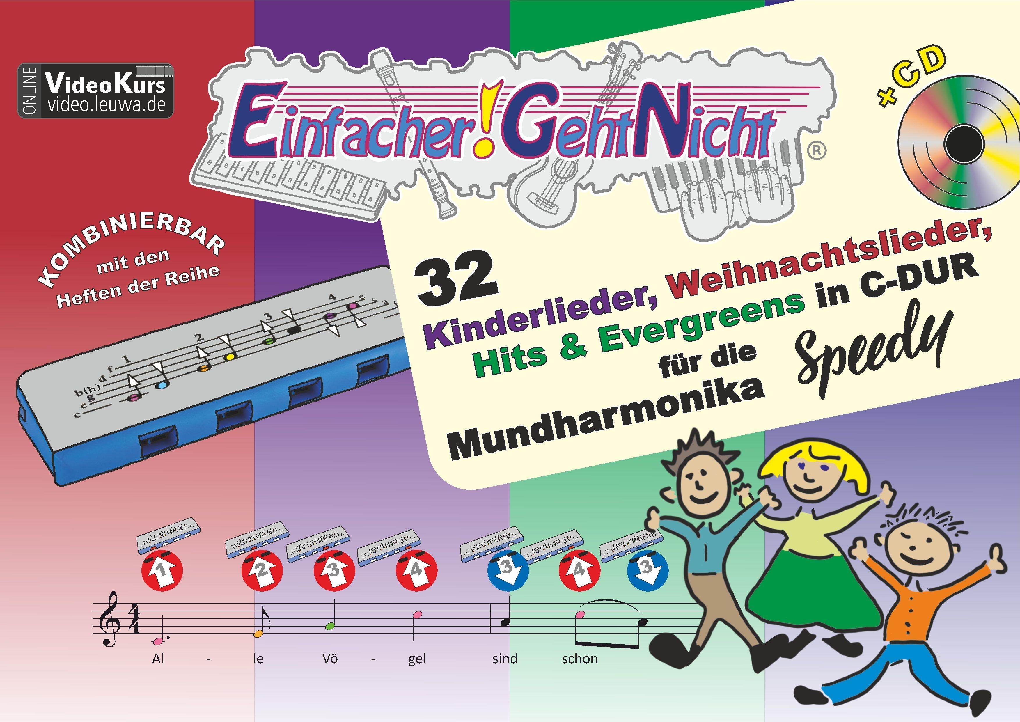 Vorderes Coverbild Einfacher!-Geht-Nicht: 32 Kinderlieder, Weihnachtslieder, Hits & Evergreens in C-DUR - für die Mundharmonika SPEEDY® mit CD