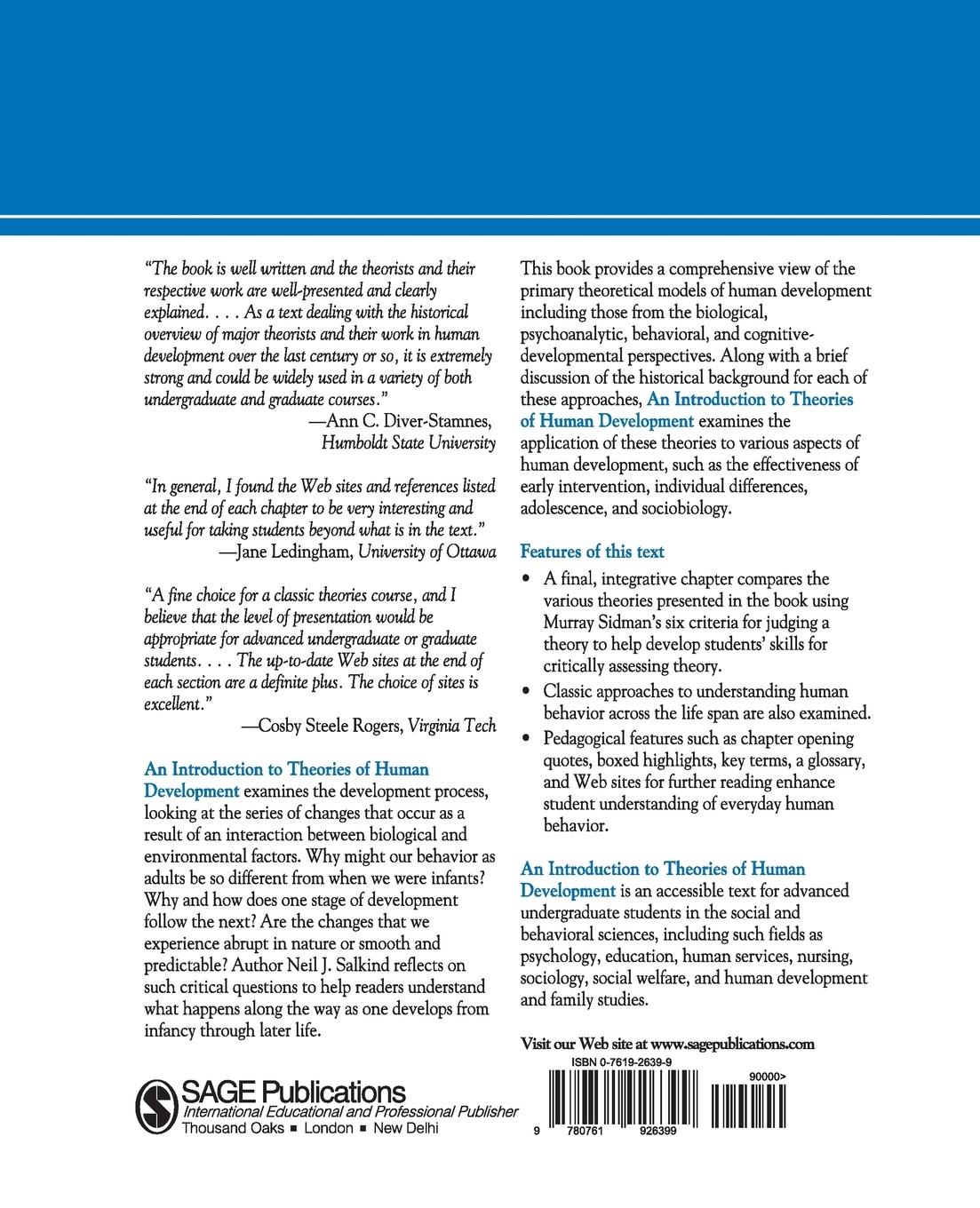 Rückseitencover An Introduction to Theories of Human Development