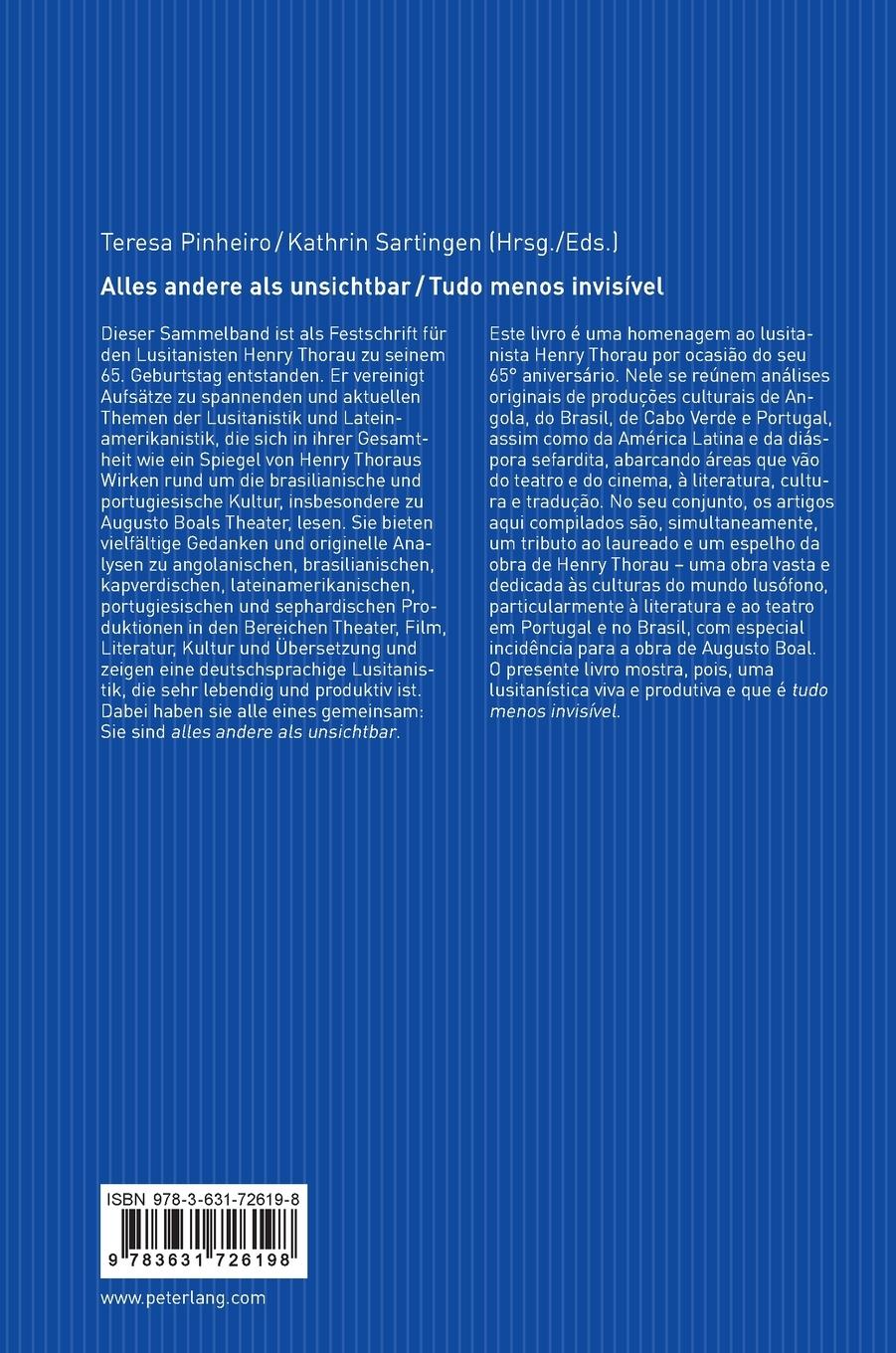 Rückseitencover Alles andere als unsichtbar / Tudo menos invisível