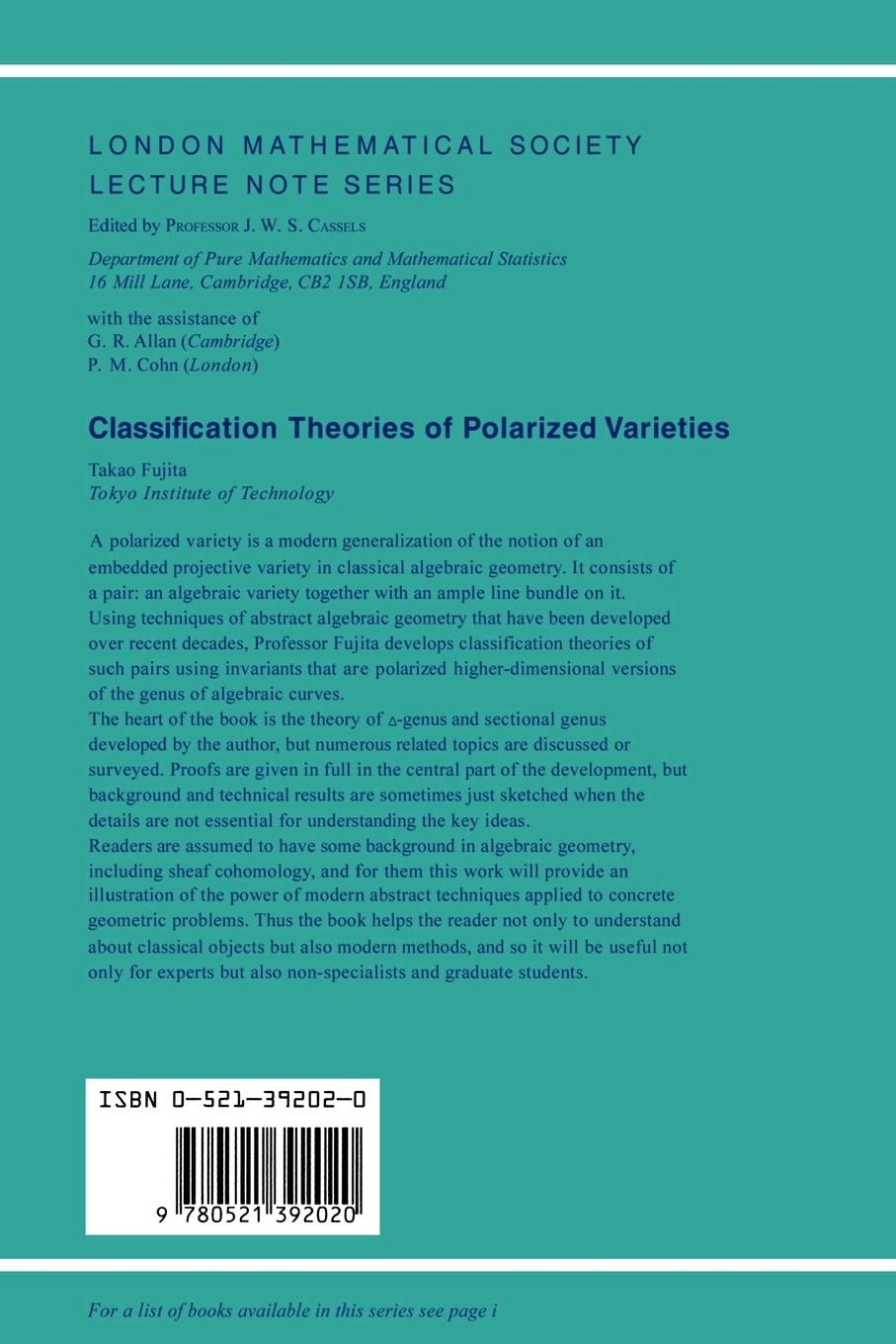 Rückseitencover Classification Theory of Polarized Varieties