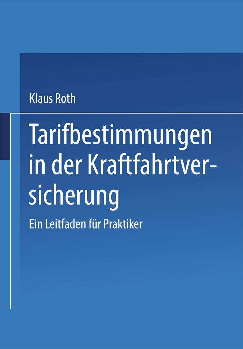 Vorderes Coverbild Tarifbestimmungen in der Kraftfahrtversicherung