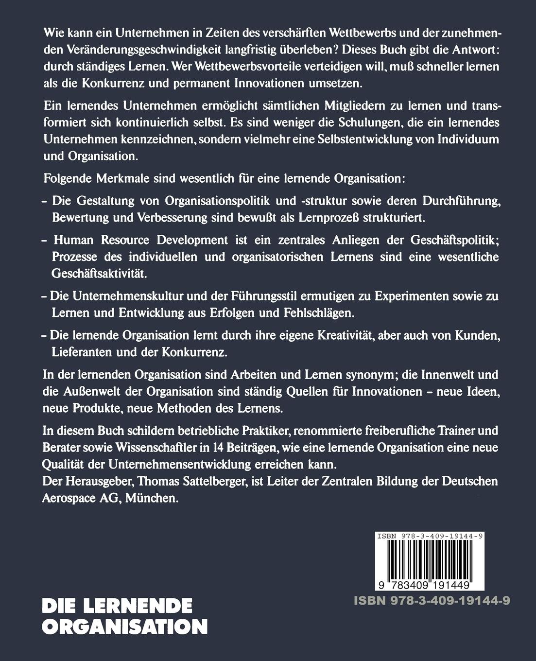 Rückseitencover Die Lernende Organisation