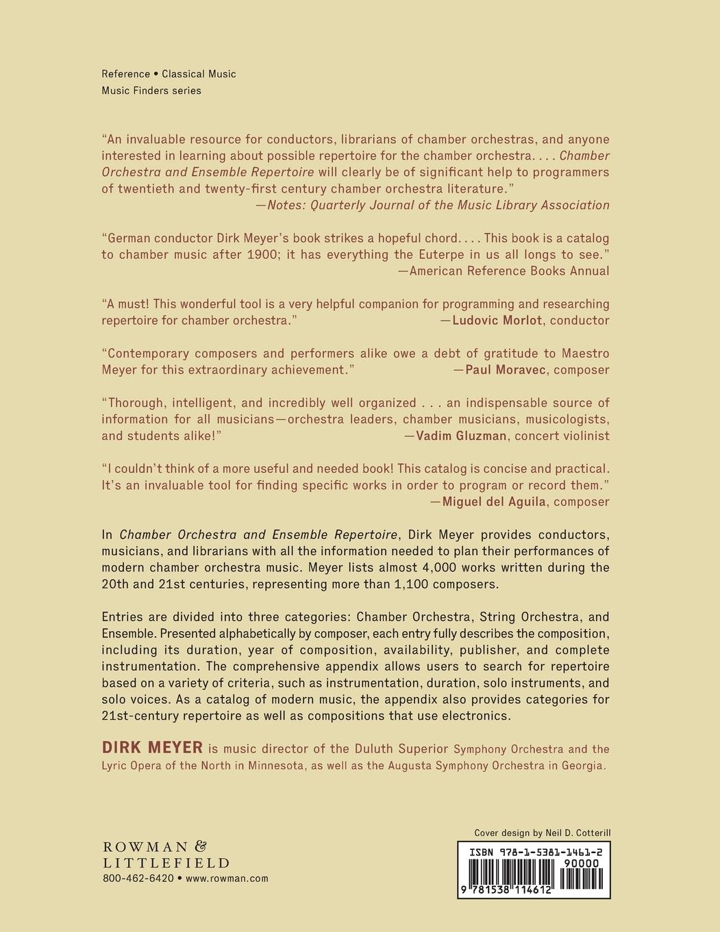 Rückseitencover Chamber Orchestra and Ensemble Repertoire