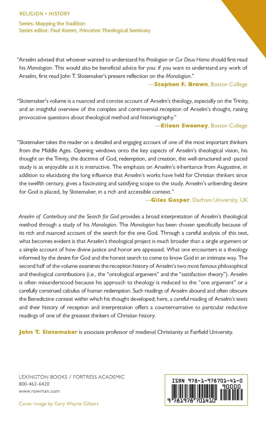 Rückseitencover Anselm of Canterbury and the Search for God