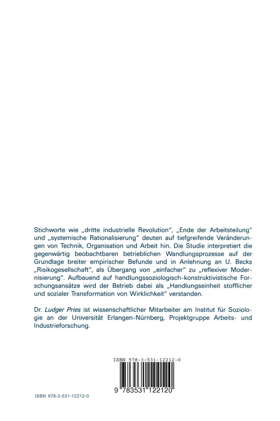 Rückseitencover Betrieblicher Wandel in der Risikogesellschaft