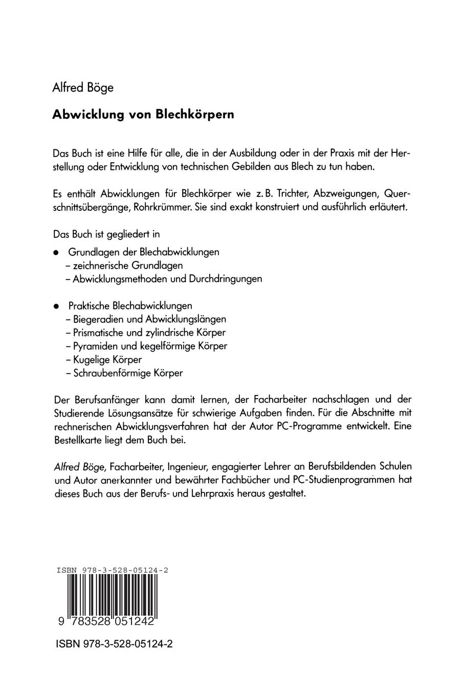 Rückseitencover Abwicklung von Blechkörpern