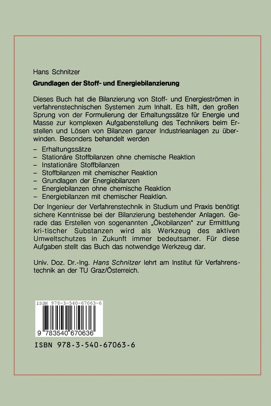 Rückseitencover Grundlagen der Stoff- und Energiebilanzierung