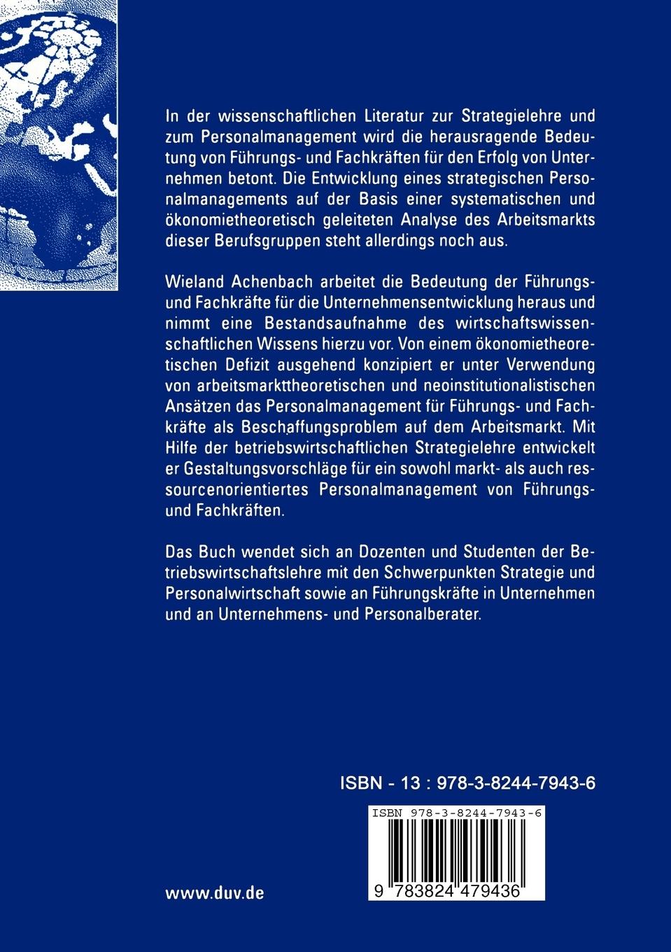 Rückseitencover Personalmanagement für Führungs- und Fachkräfte