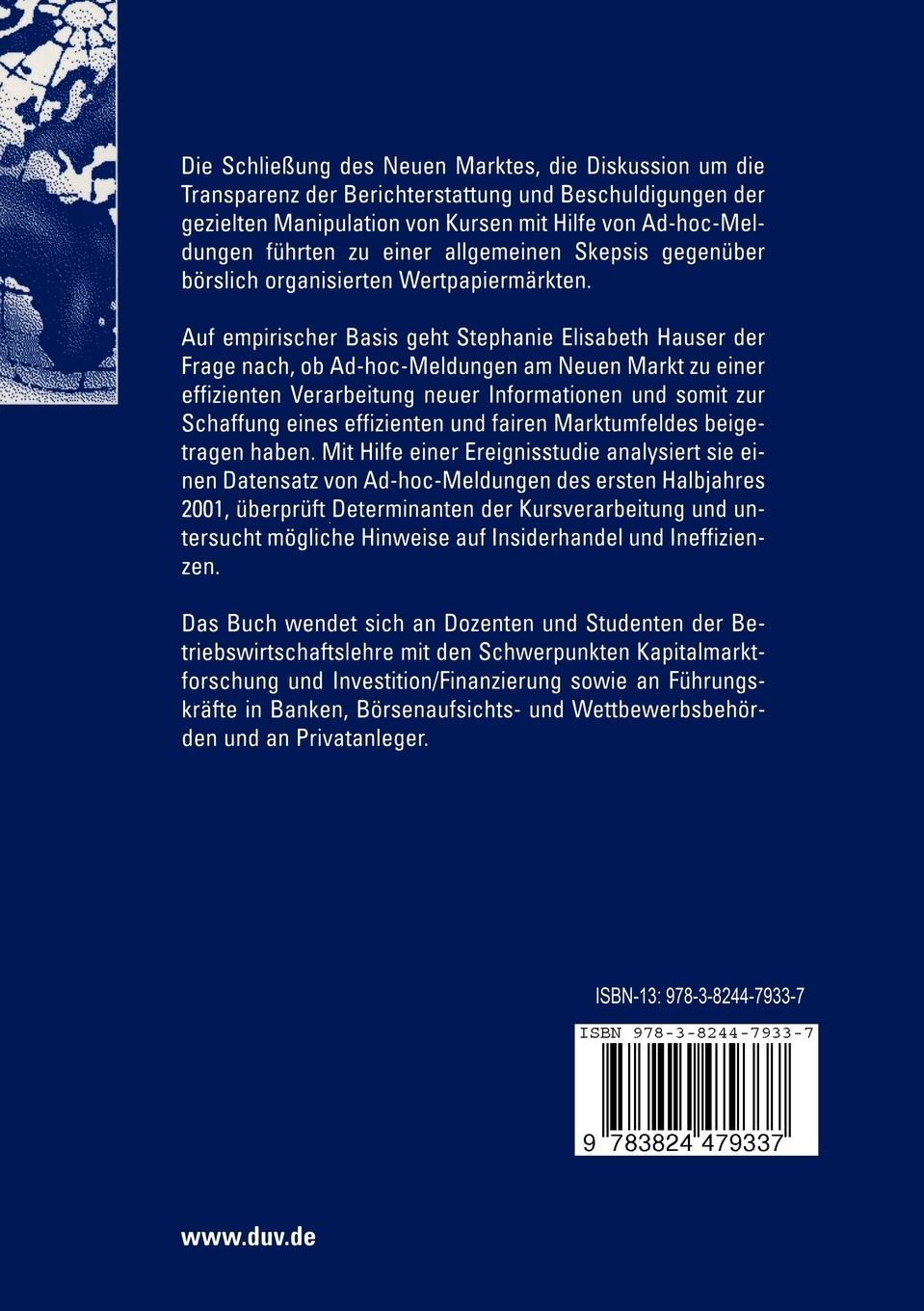 Rückseitencover Informationsverarbeitung am Neuen Markt