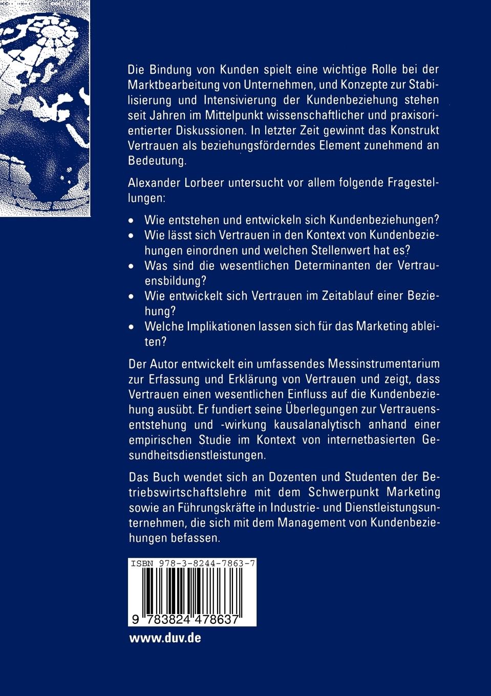 Rückseitencover Vertrauensbildung in Kundenbeziehungen