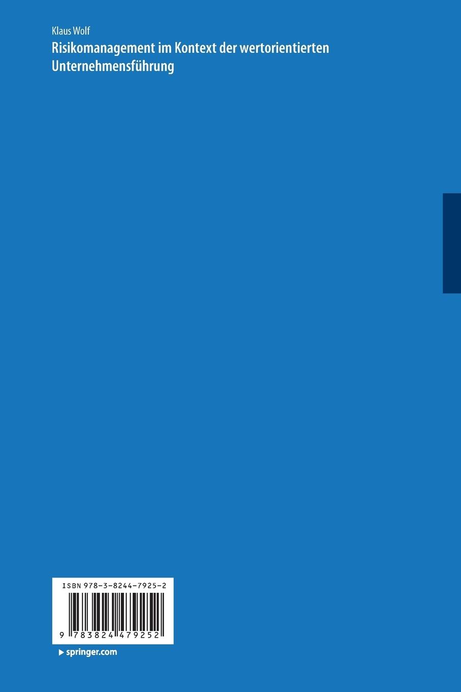 Rückseitencover Risikomanagement im Kontext der wertorientierten Unternehmensführung