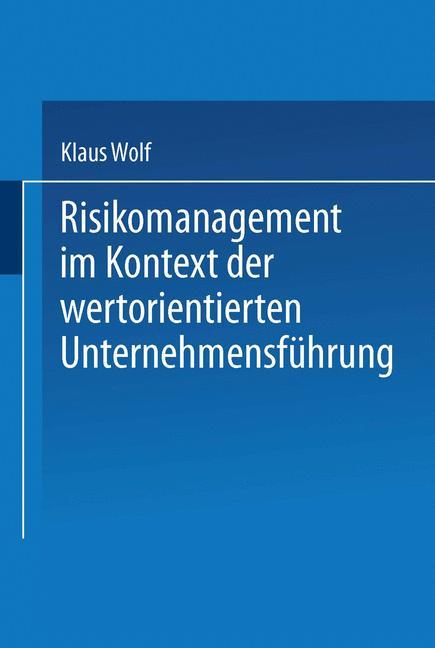 Vorderes Coverbild Risikomanagement im Kontext der wertorientierten Unternehmensführung