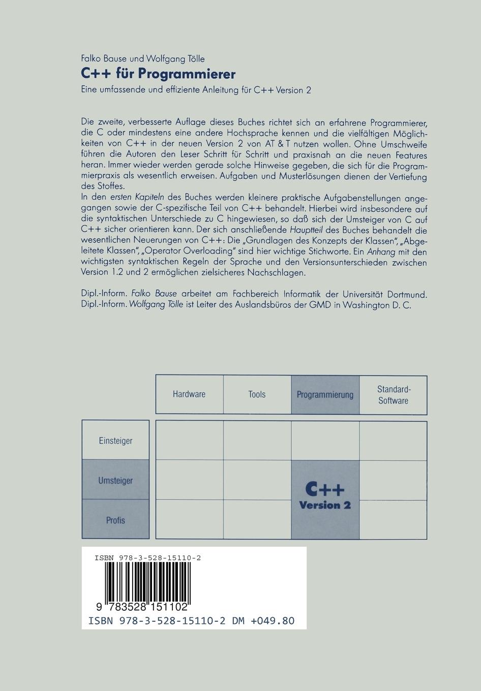 Rückseitencover C++ für Programmierer