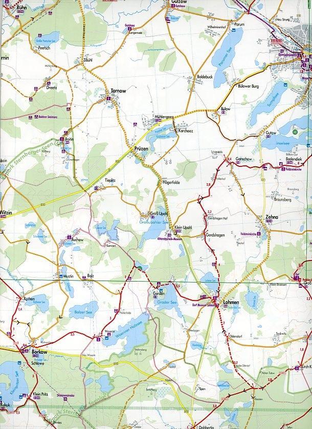 Beispielinhalt (Bild) Bikeline Radkarte Deutschland Mecklenburgische Seen West 1 : 75 000