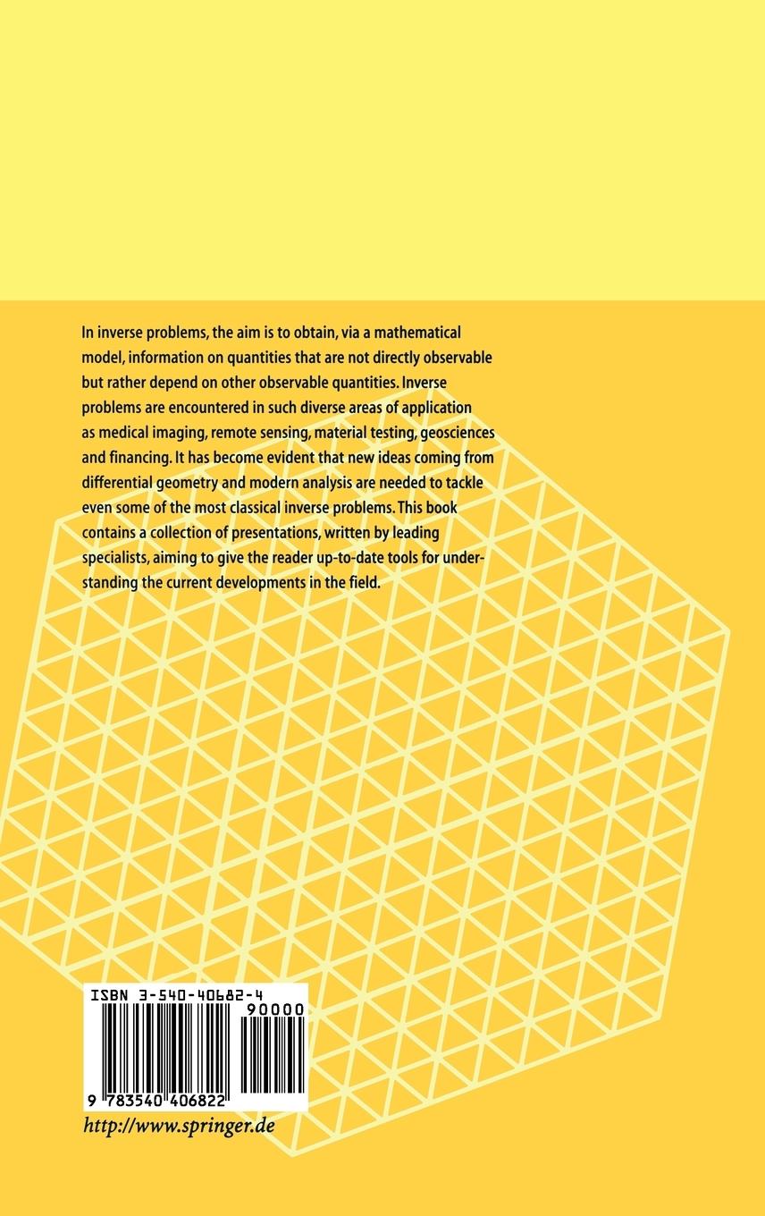 Rückseitencover New Analytic and Geometric Methods in Inverse Problems