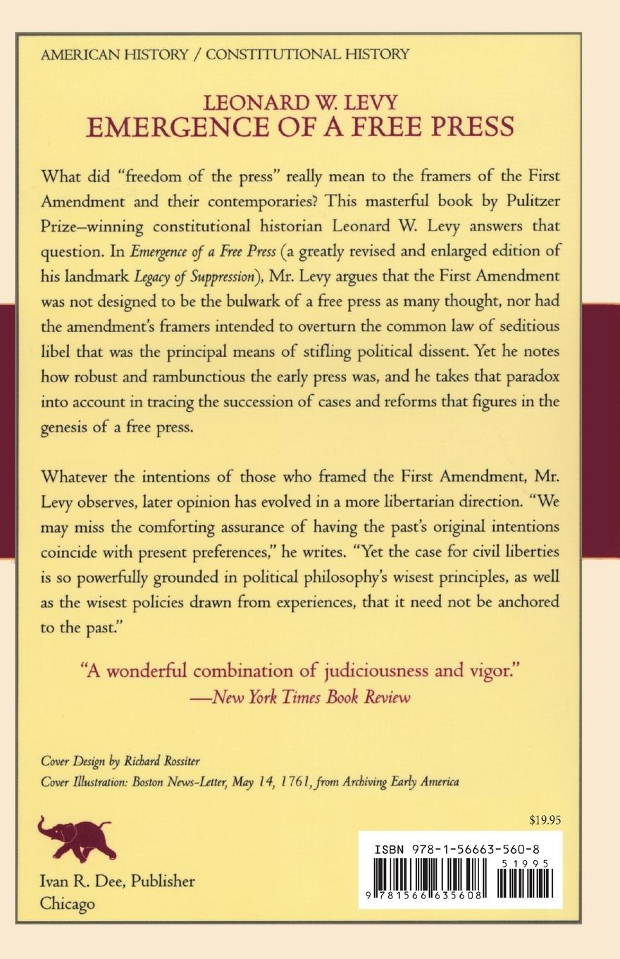 Rückseitencover Emergence of a Free Press