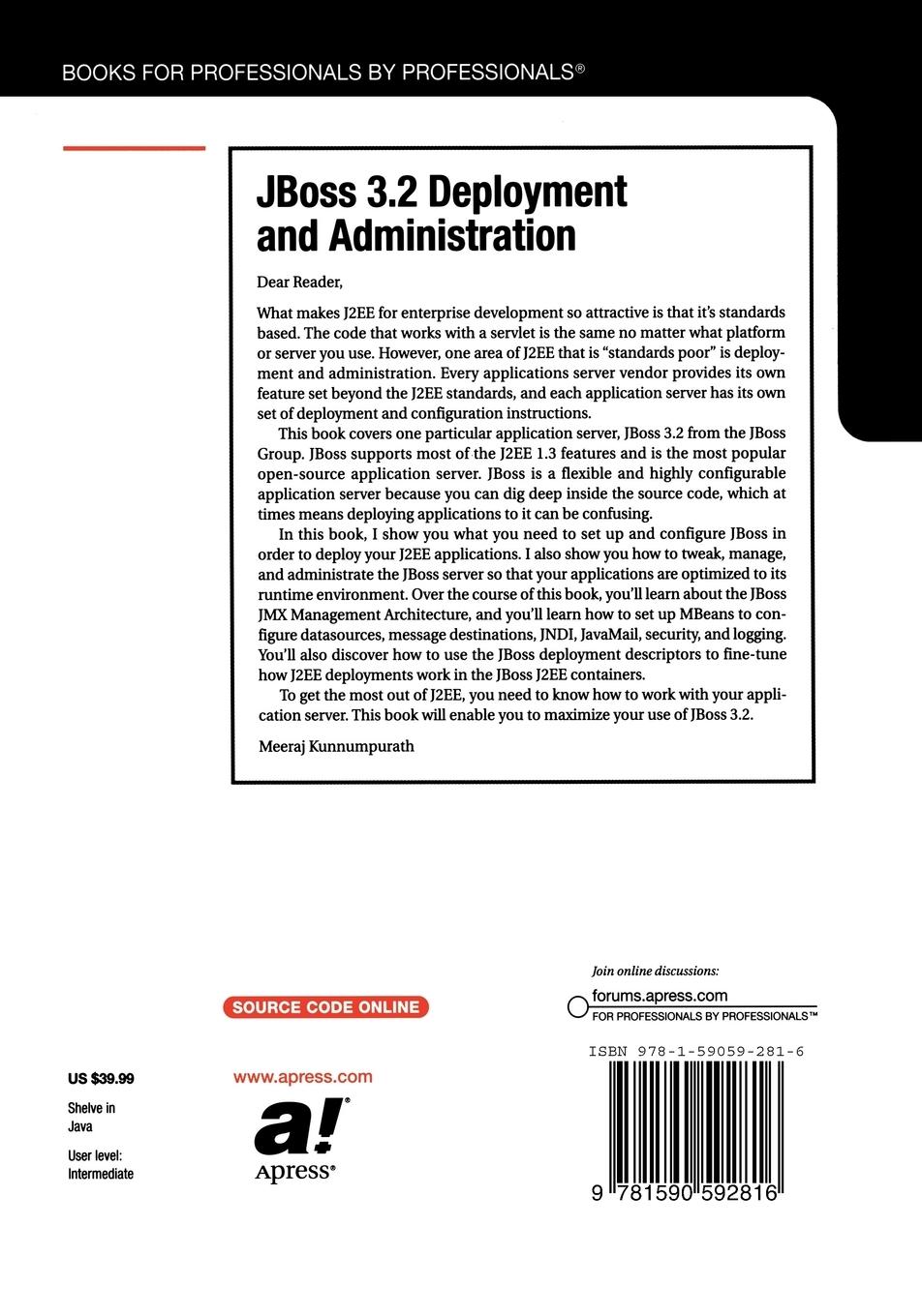 Rückseitencover JBoss 3.2 Deployment and Administration